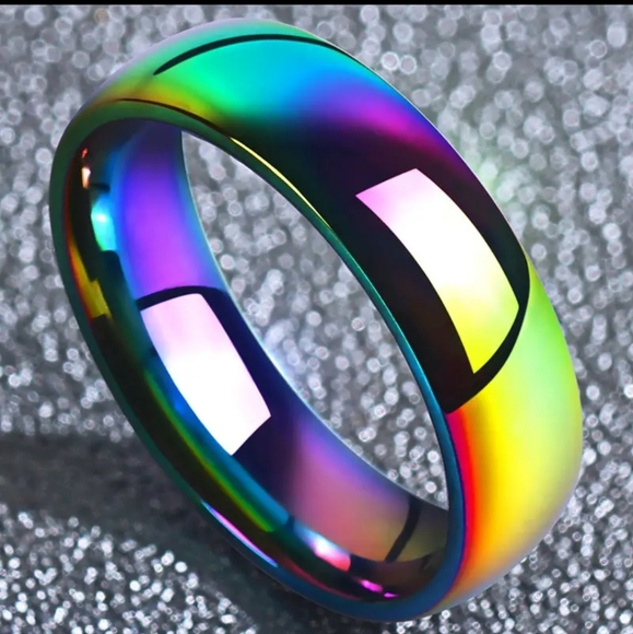 New stainless steel rmulti colored rainbow ring ask for your size - Picture 2 of 5